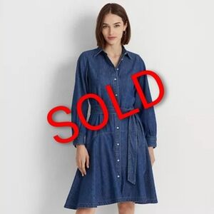 SOLD ❣️ Lauren Ralph Lauren Belted Denim Shirtdress Size 6
